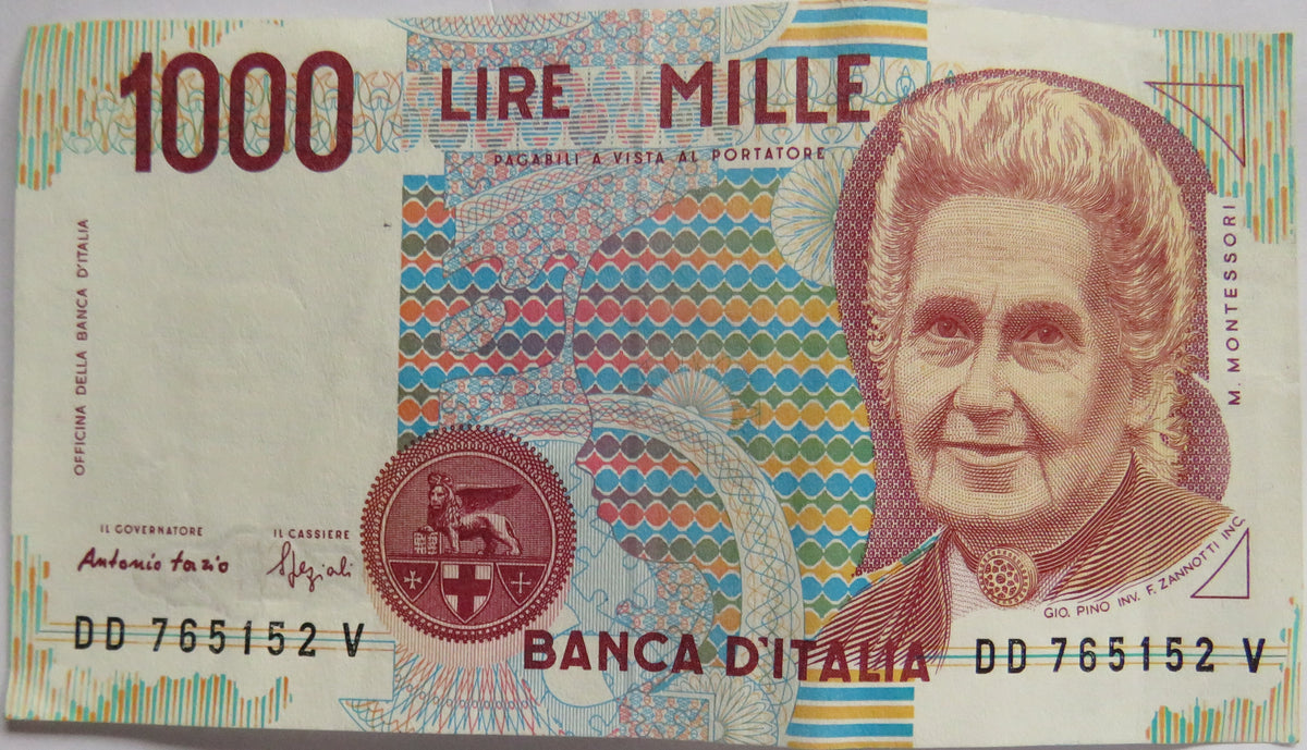 1990 Italy 1000 Lire Banknote