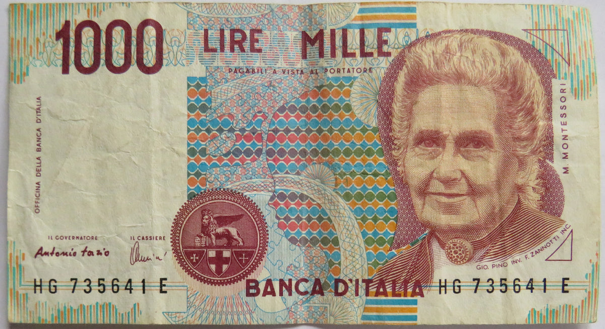 1990 Italy 1000 Lire Banknote