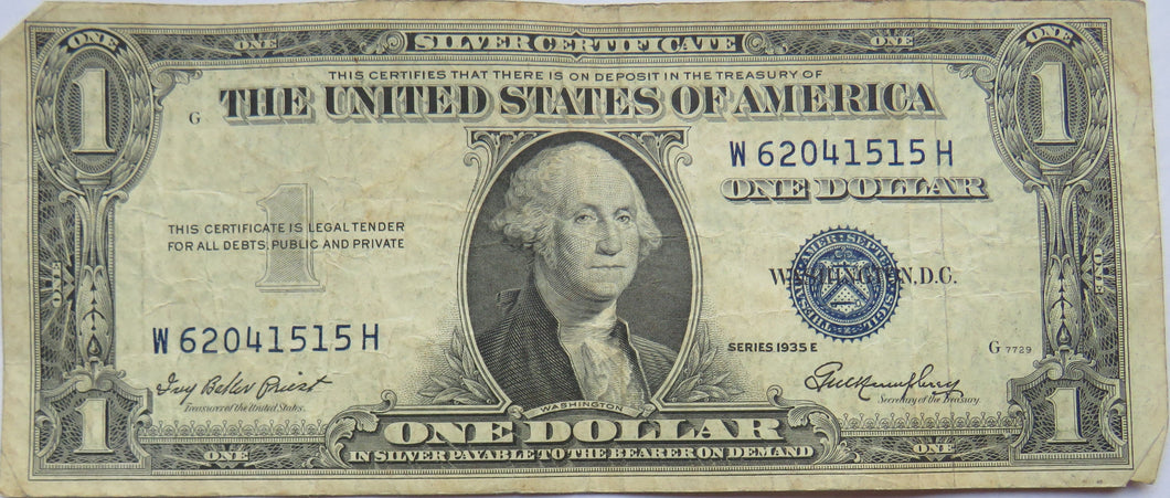 1935 E United States of America Silver Certificate $1 Banknote