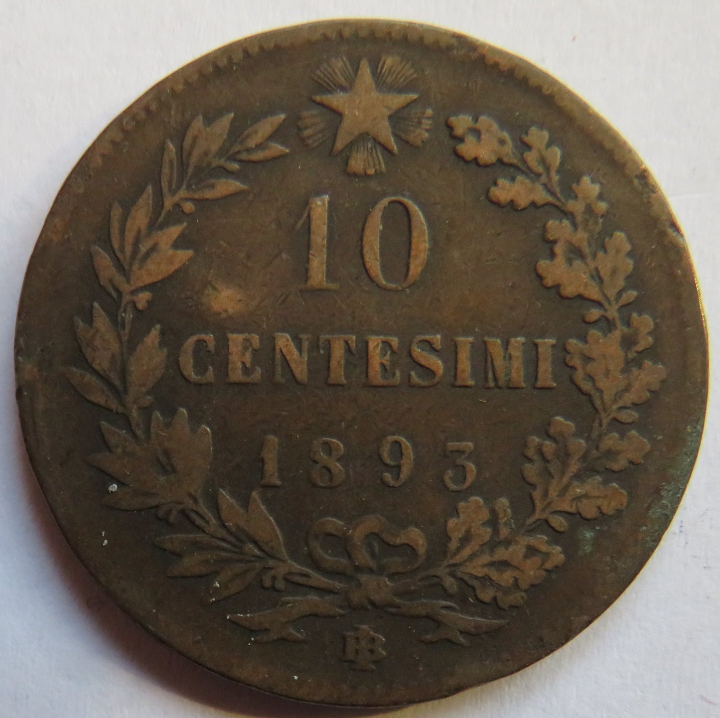 1893 B/I Italy 10 Centesimi Coin