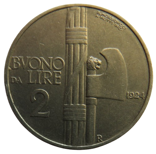 1924 Italy 2 Lire Coin
