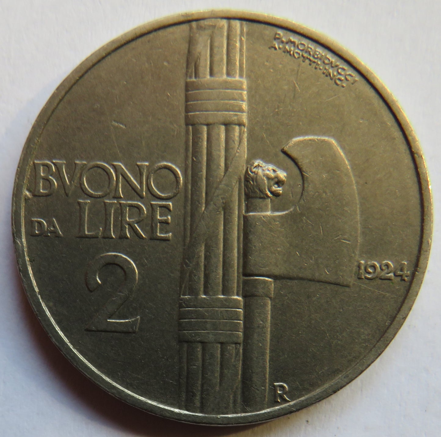 1924 Italy 2 Lire Coin