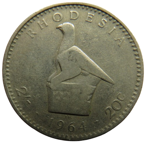 1964 Queen Elizabeth II Rhodesia 20 Cents / 2 Shilling Coin