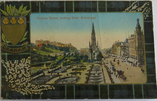 Vintage Postcard of Princess Street Looking West Edinburgh