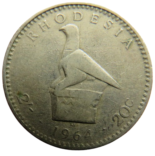 1964 Queen Elizabeth II Rhodesia 20 Cents / 2 Shilling Coin