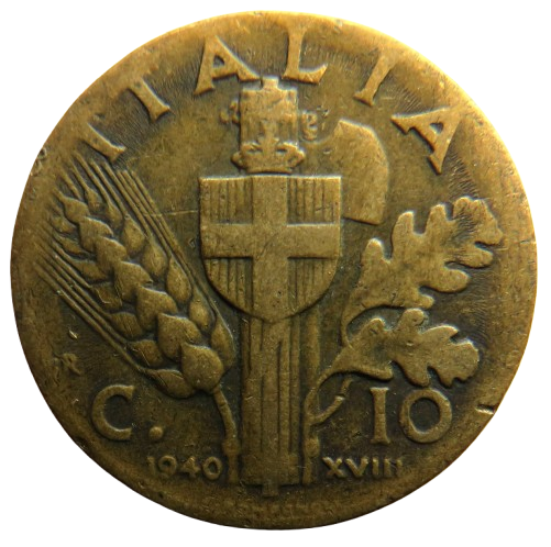 1940 Italy 10 Centesimi Coin