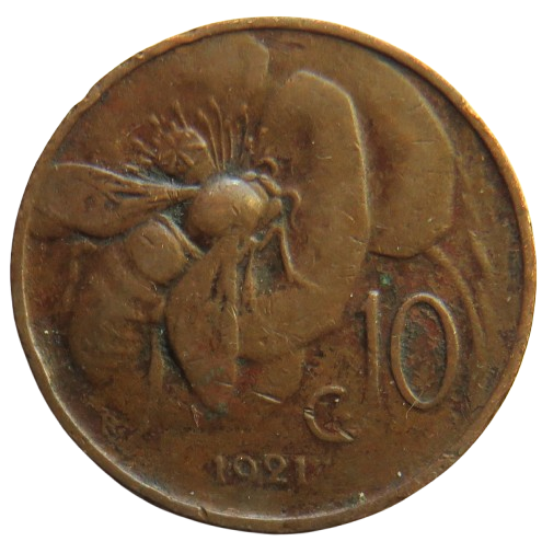 1921 Italy 10 Centesimi Coin