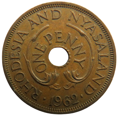 1962 Rhodesia and Nyasaland One Penny Coin