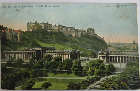 Vintage Postcard of Edinburgh Castle From Scott Monument