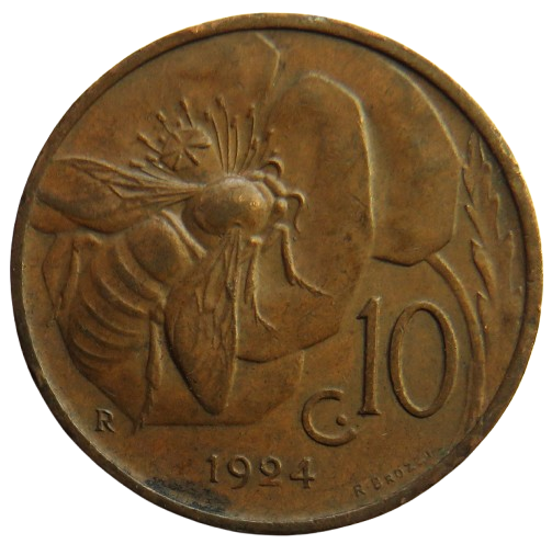 1924 Italy 10 Centesimi Coin