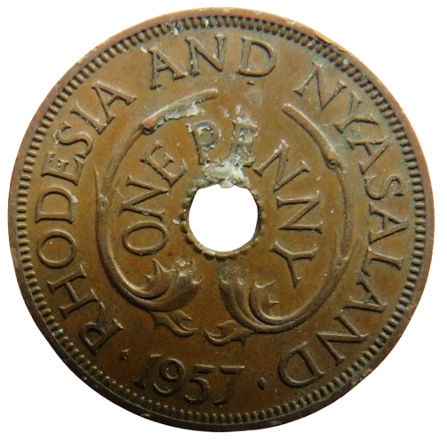 1957 Rhodesia and Nyasaland One Penny Coin