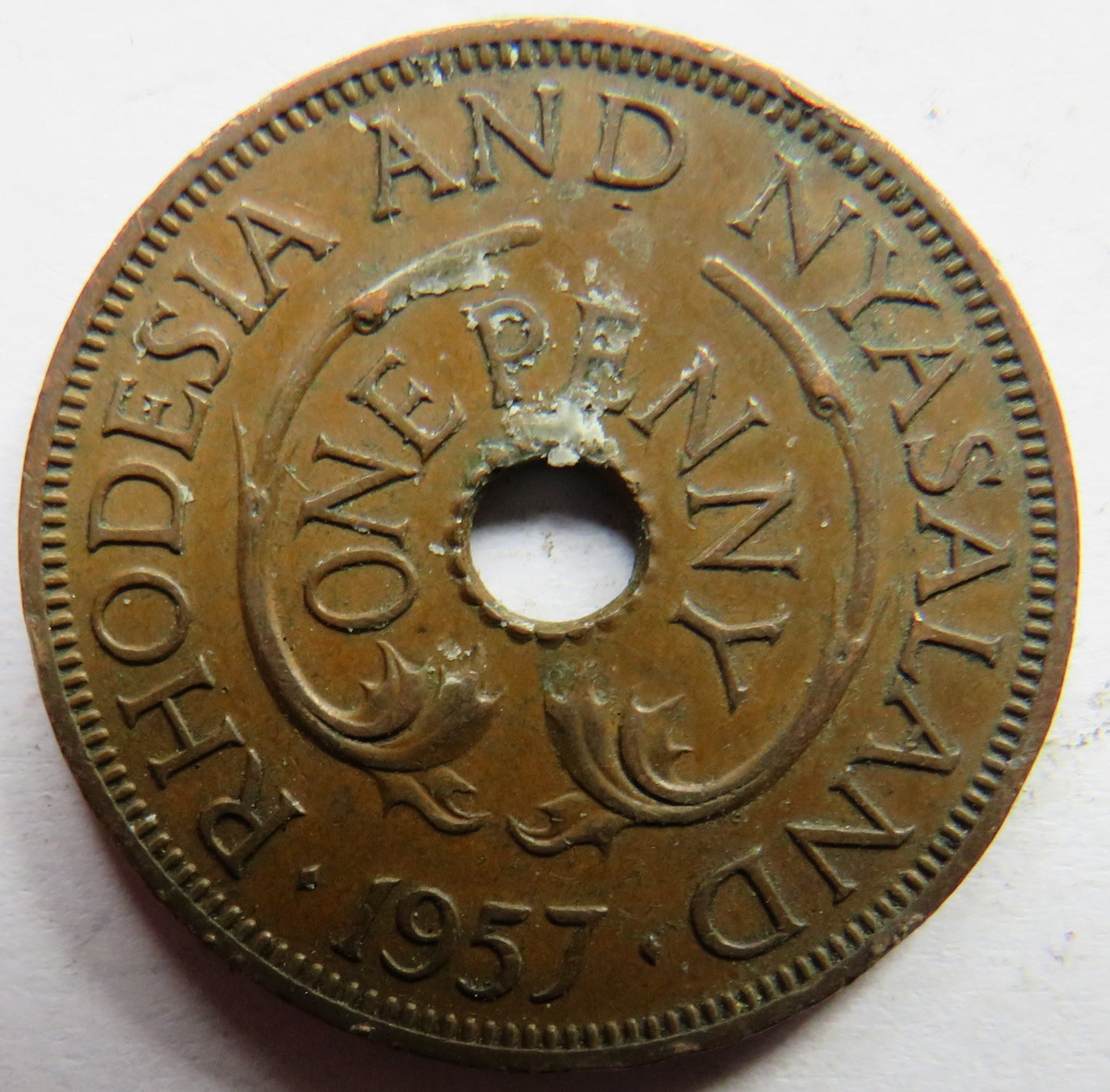 1957 Rhodesia and Nyasaland One Penny Coin