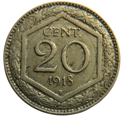 1918 Italy 20 Centesimi Coin