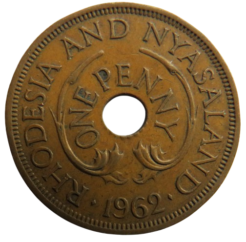 1962 Rhodesia and Nyasaland One Penny Coin