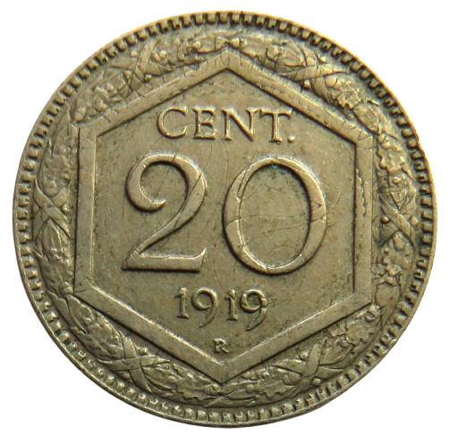 1919 Italy 20 Centesimi Coin