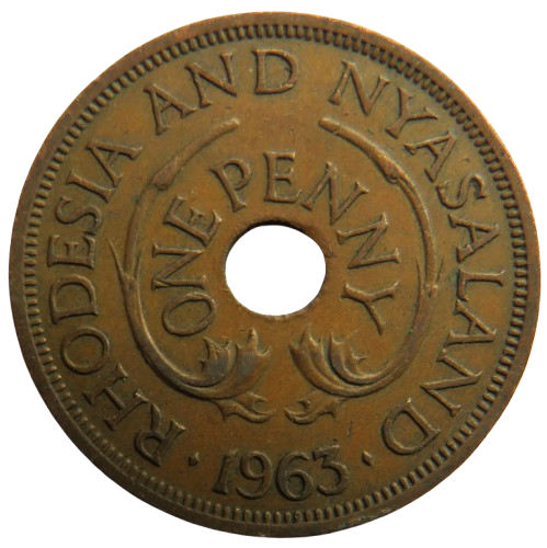 1963 Rhodesia and Nyasaland One Penny Coin
