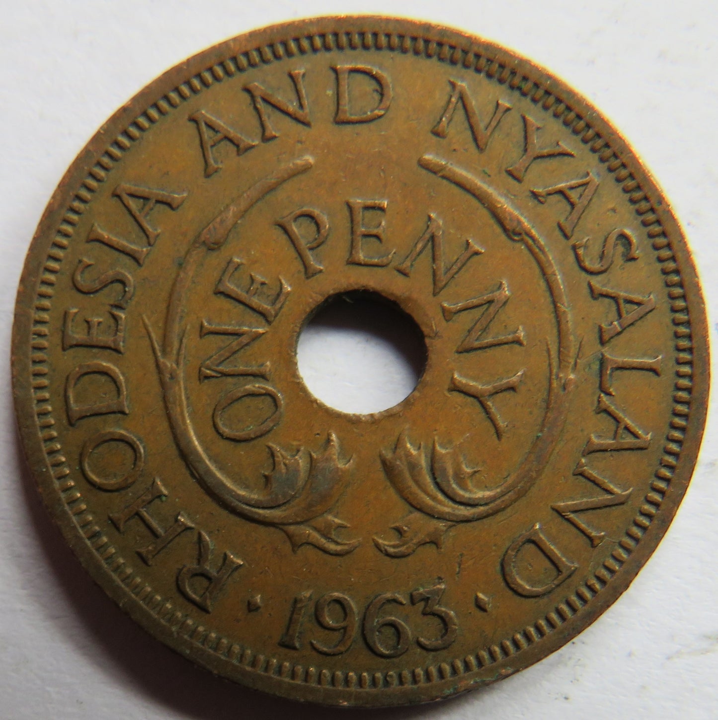 1963 Rhodesia and Nyasaland One Penny Coin