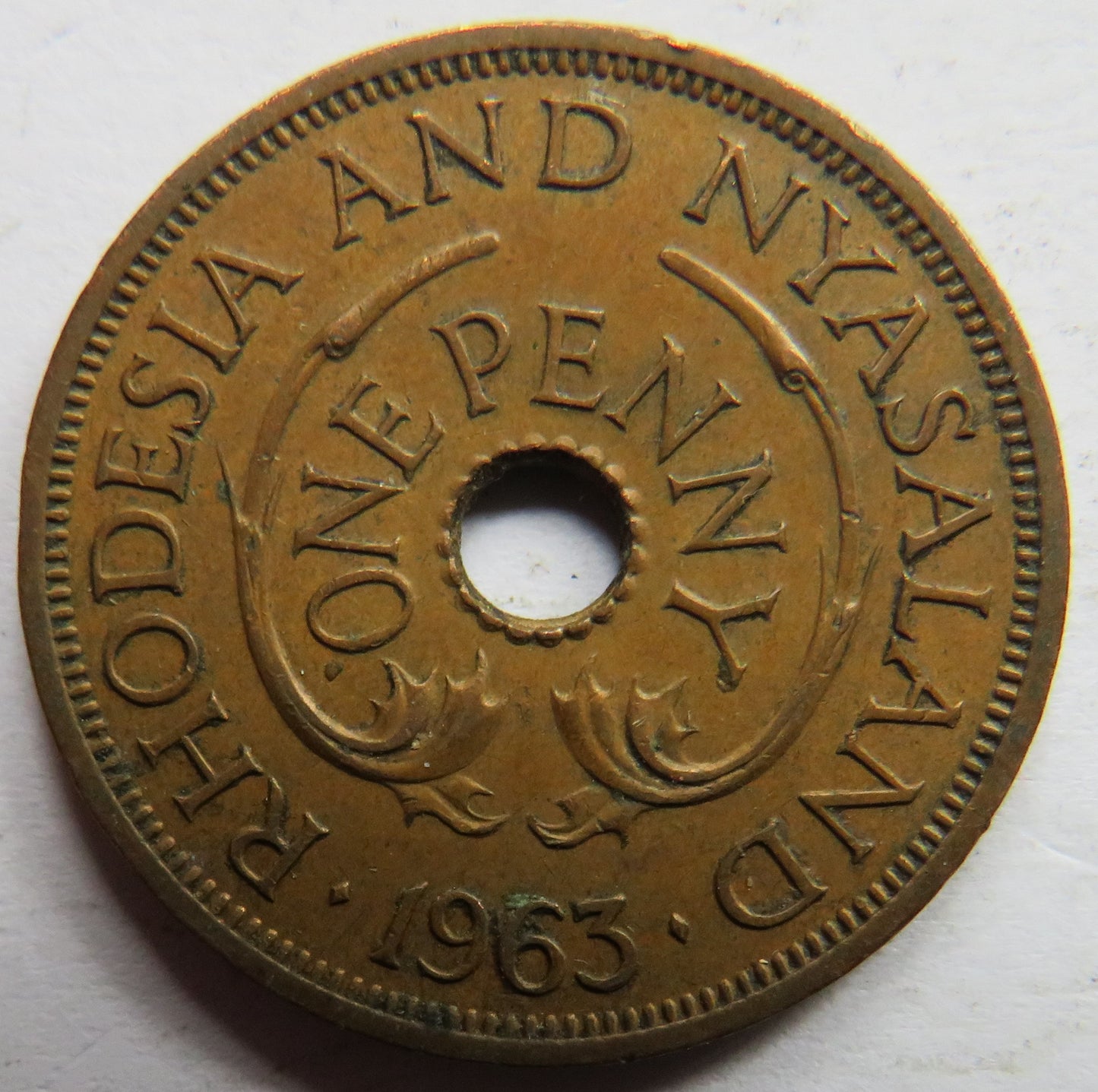 1963 Rhodesia and Nyasaland One Penny Coin