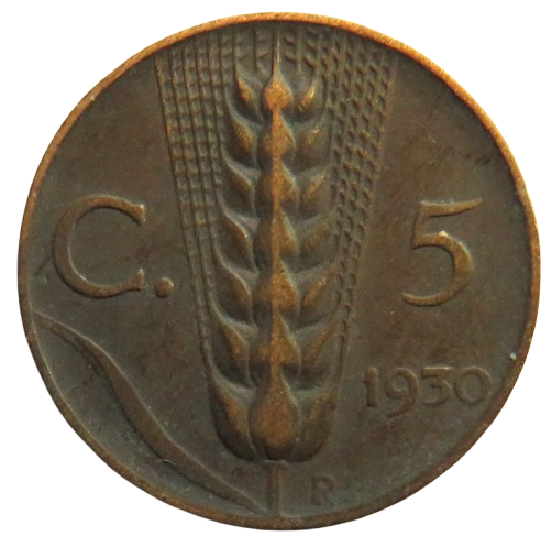 1930 Italy 5 Centesimi Coin
