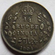 Load image into Gallery viewer, 1904 King Edward VII India Silver 1/4 Rupee Coin
