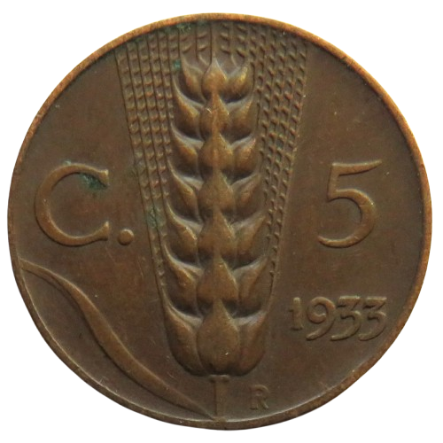 1933 Italy 5 Centesimi Coin
