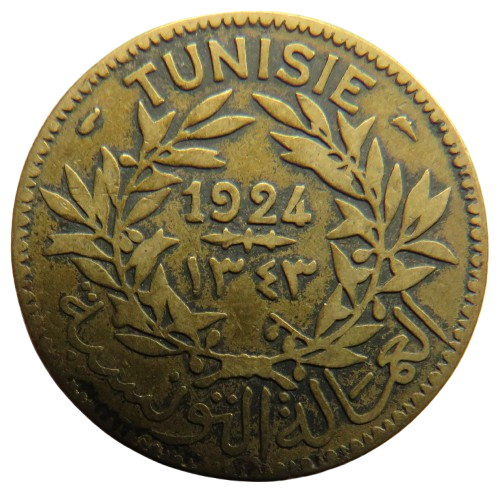 1924 Tunisia 2 Francs Coin