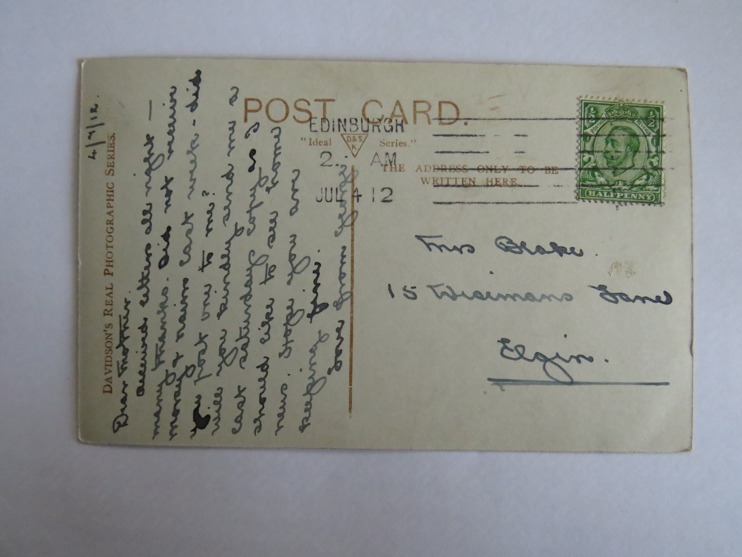 Vintage Postcard of Scott Monument, Edinburgh 1912