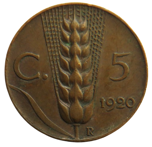 1920 Italy 5 Centesimi Coin