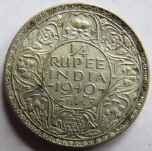 Load image into Gallery viewer, 1940 King George VI India Silver 1/4 Rupee Coin
