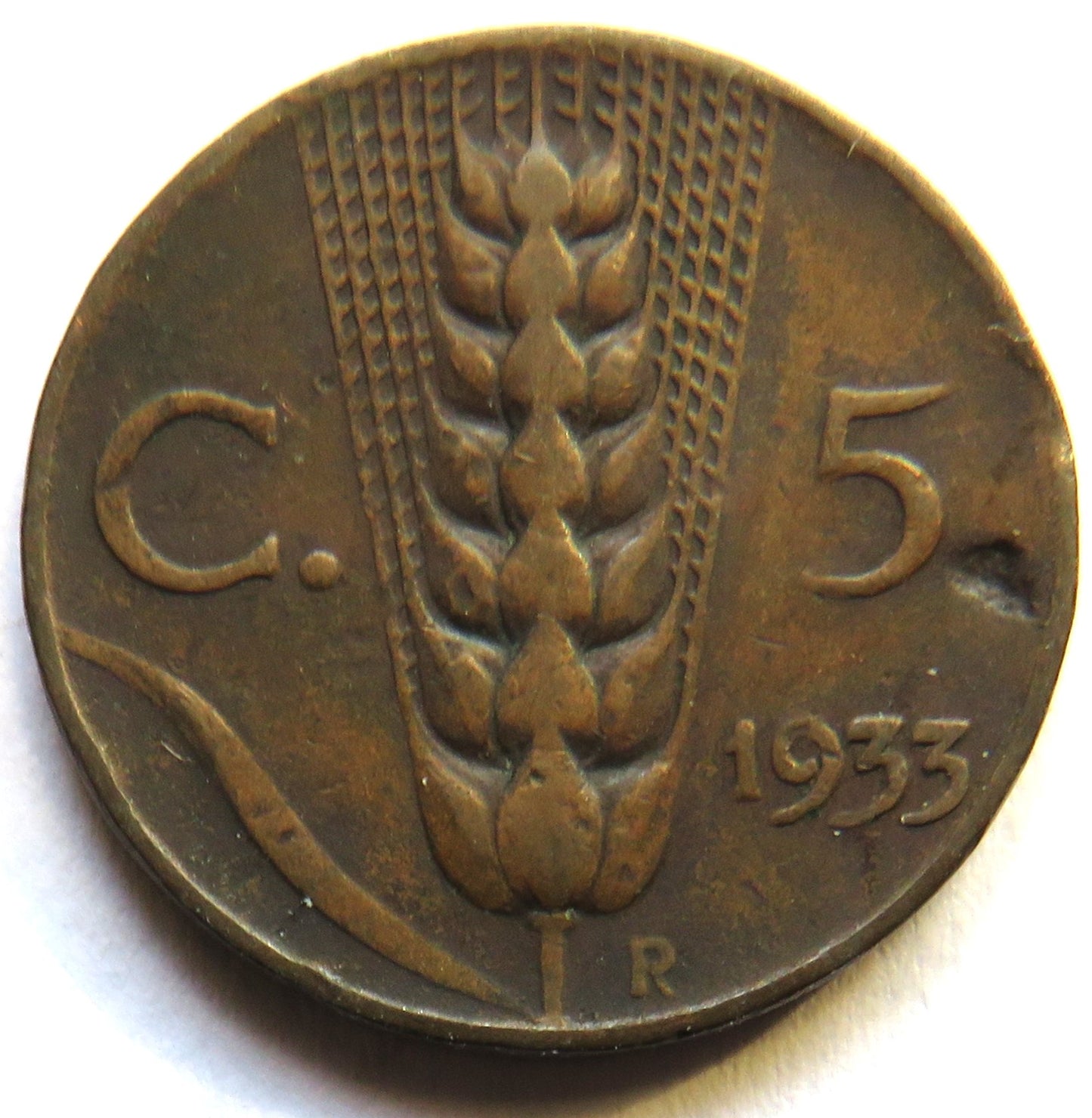 1933 Italy 5 Centesimi Coin