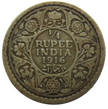 Load image into Gallery viewer, 1916 King George V India Silver 1/4 Rupee Coin
