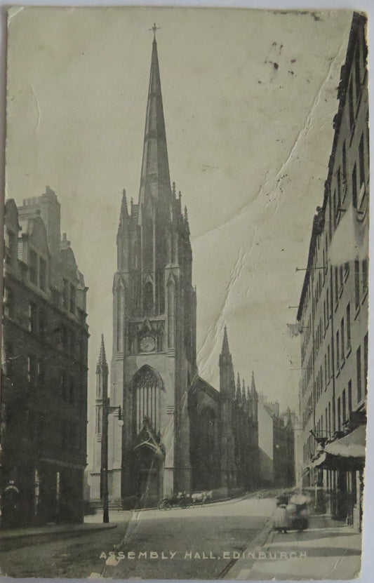 Vintage Postcard Of Assembly Hall, Edinburgh 1904