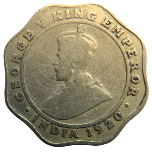1920 King George V India 4 Annas Coin