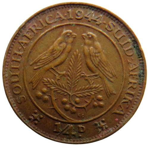 1944 King George VI South Africa 1/4d Farthing Coin