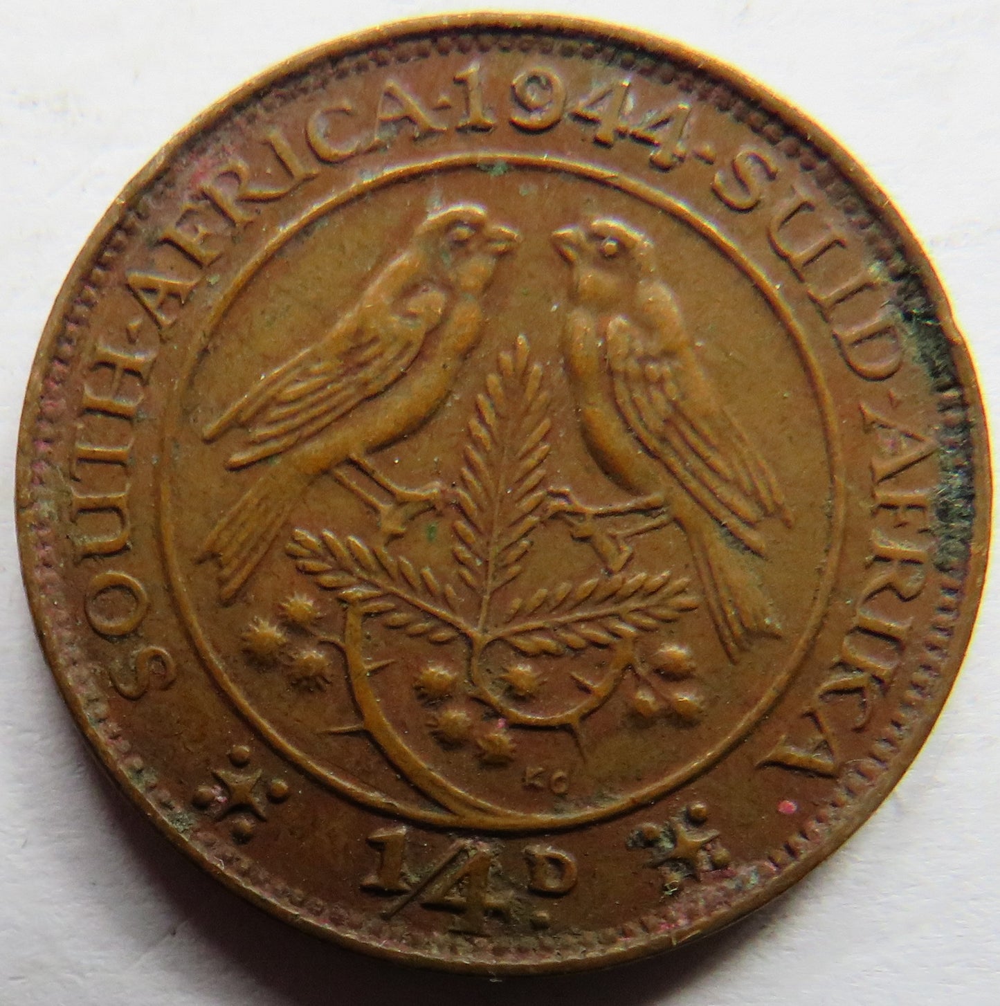 1944 King George VI South Africa 1/4d Farthing Coin