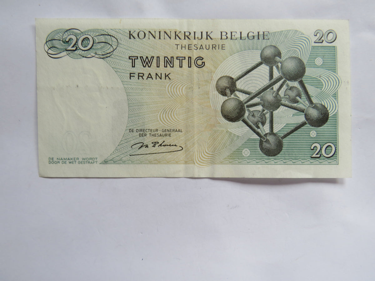 1964 Belgium 20 Francs Banknote