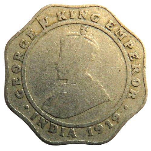 1919 King George V India 4 Annas Coin