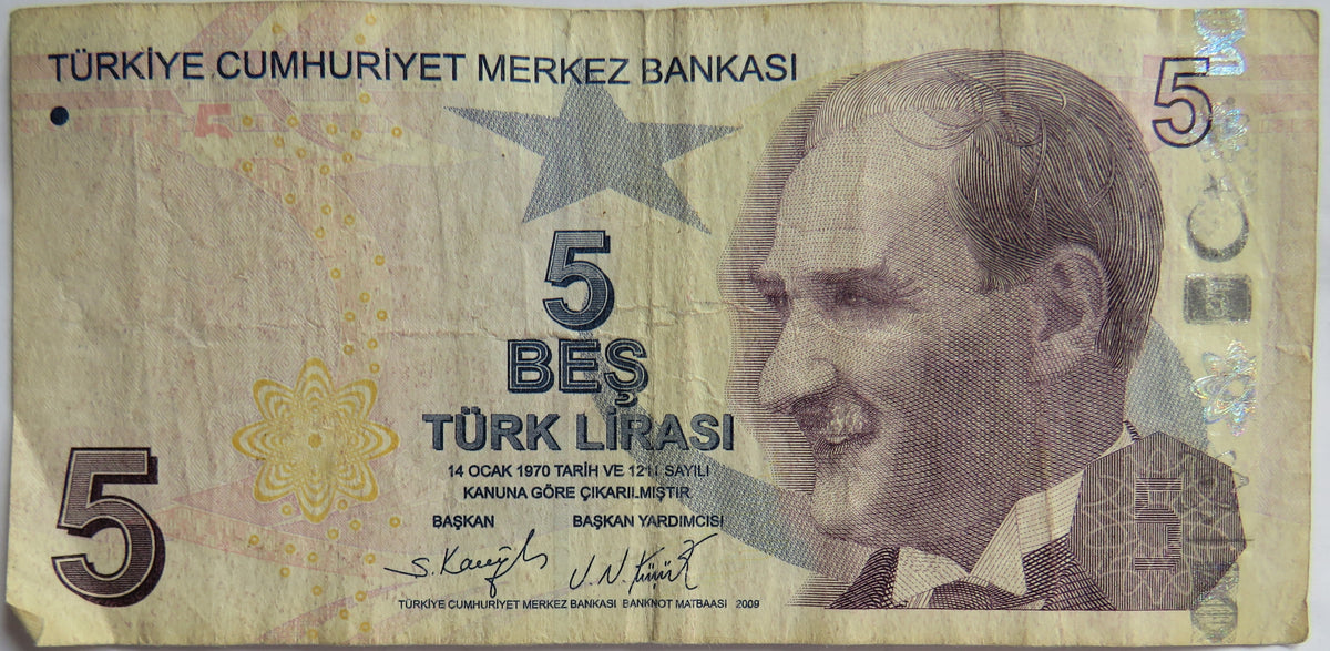 2009 Turkey 5 Lira Banknote