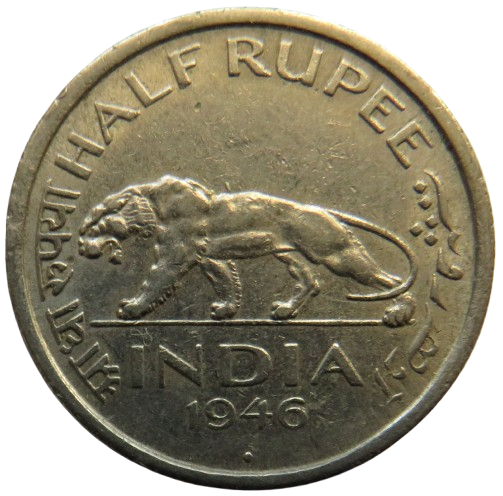 1946 King George VI India 1/2 Half Rupee Coin