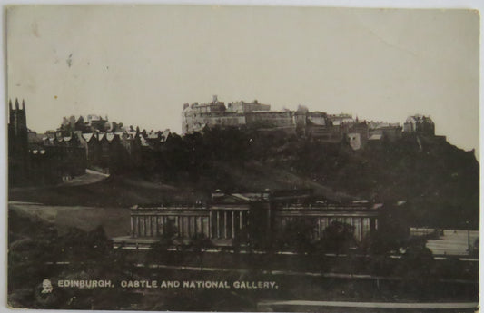 Vintage Postcard Of Edinburgh Castle and National Gallery 1904