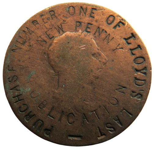 1806 / 7 King George III Halfpenny Coin With Lloyd's Weekly Newspaper Advertisement