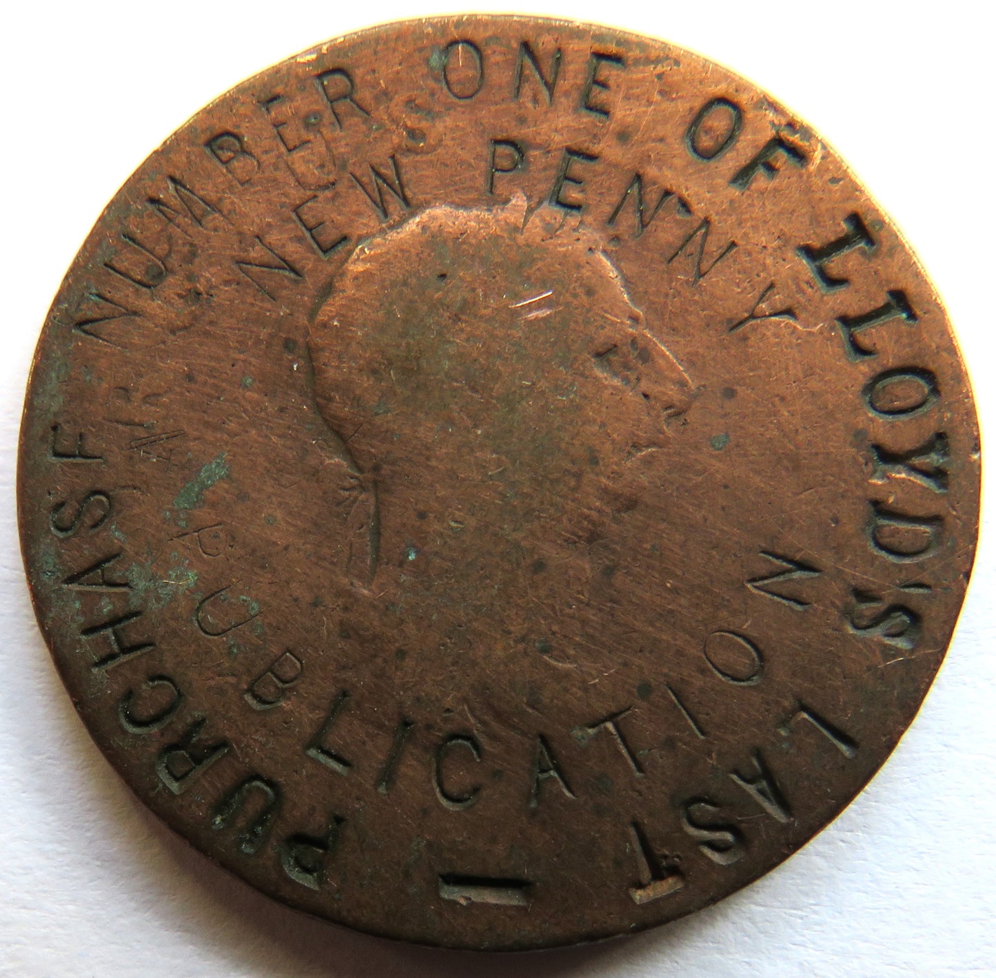 1806 / 7 King George III Halfpenny Coin With Lloyd's Weekly Newspaper Advertisement