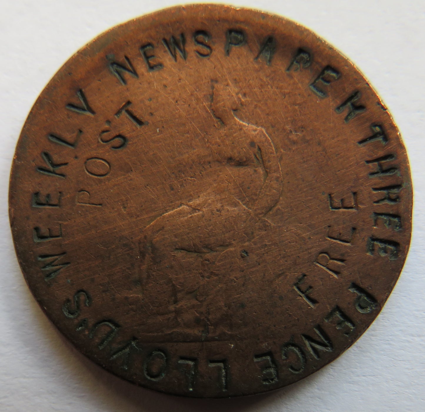 1806 / 7 King George III Halfpenny Coin With Lloyd's Weekly Newspaper Advertisement