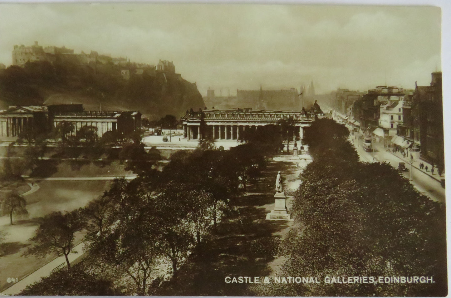 Vintage Postcard Of Castle & National Galleries Edinburgh