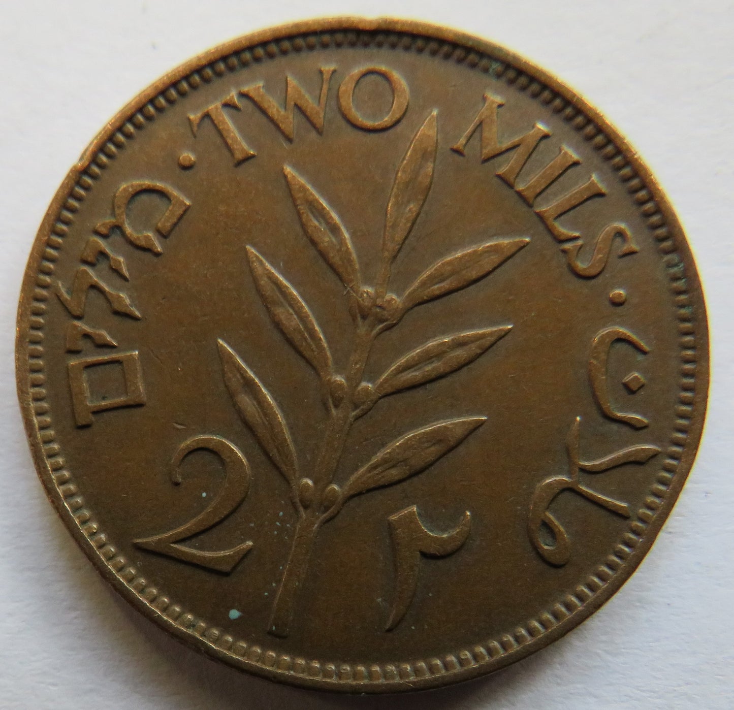 1927 Palestine 2 Mils Coin