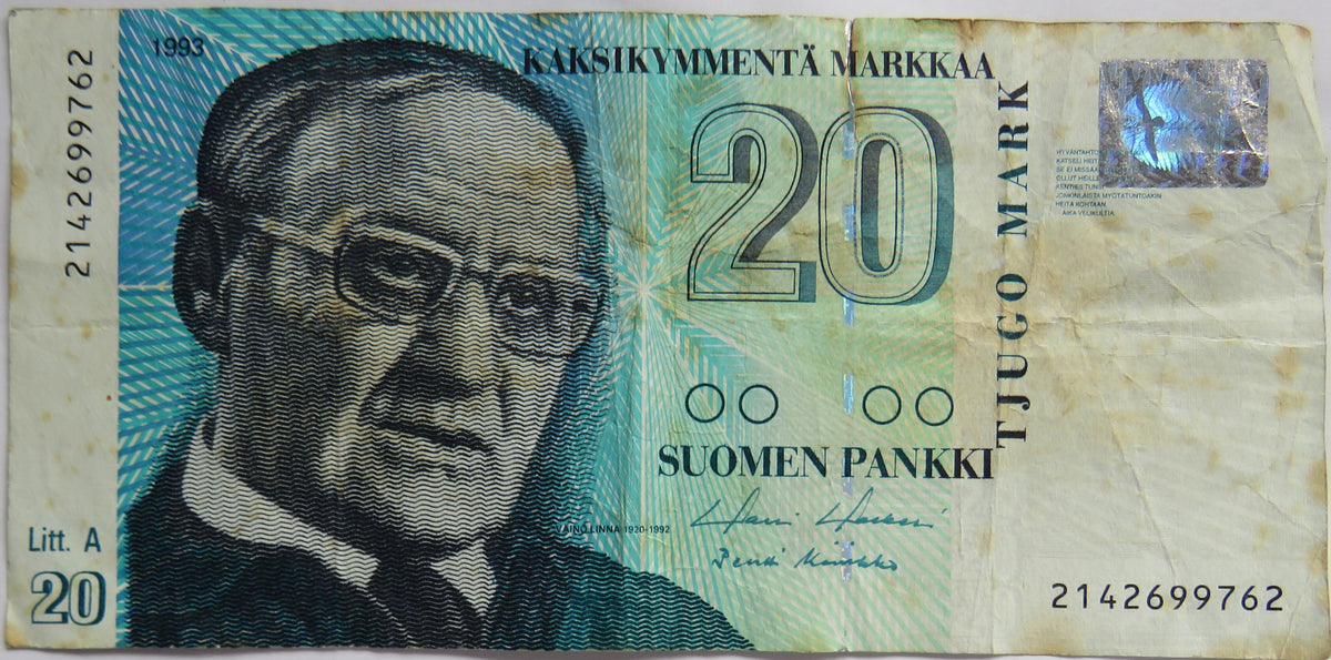 1993 Finland 20 Pankki Banknote