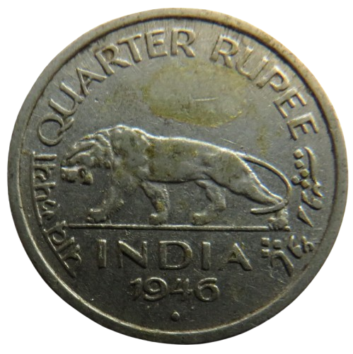 1946 King George VI India 1/4 Rupee Coin