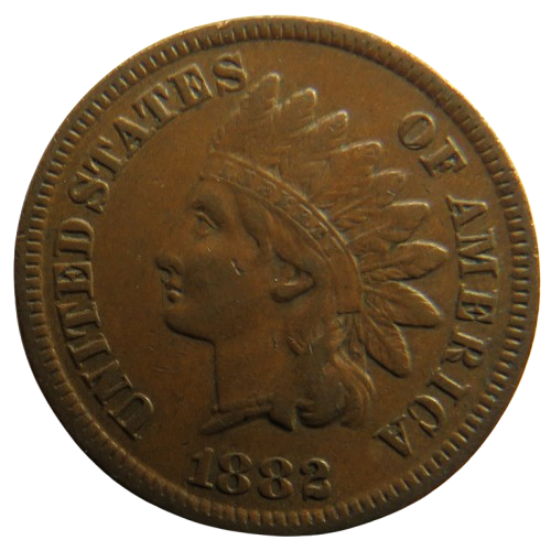 1882 USA Indian Head One Cent Coin