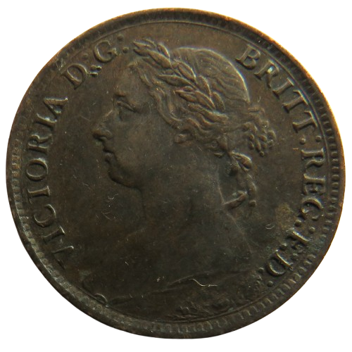 1884 Queen Victoria Young Head Farthing Coin - Great Britain