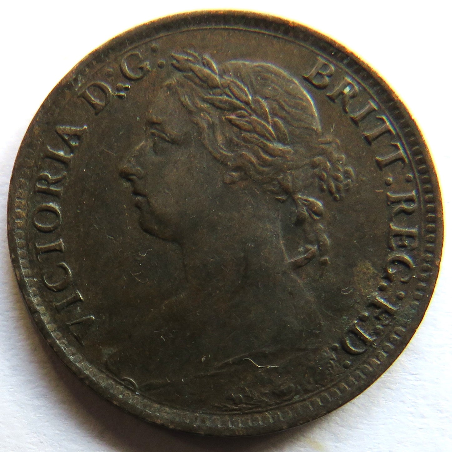 1884 Queen Victoria Young Head Farthing Coin - Great Britain